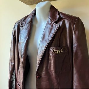 Vintage Etienne Aigner oxblood leather jacket EUC medium